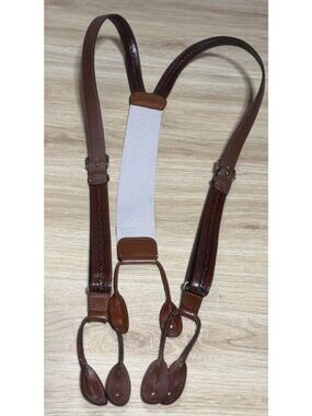 TORINO Brown Leather LEATHER SUSPENDERS BRACES Adjustable
